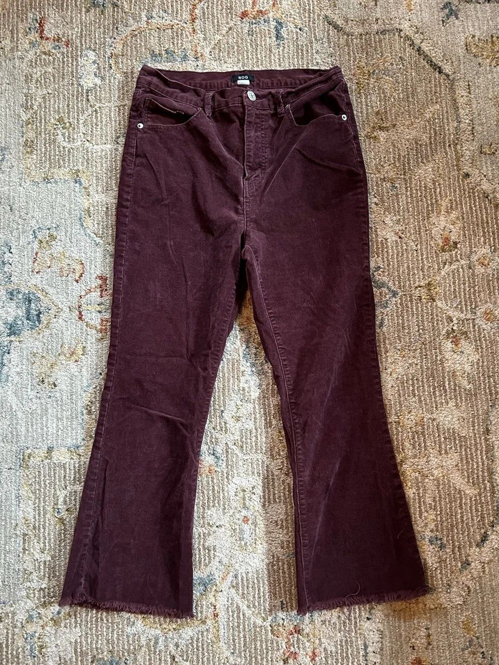 BDG Corduroy Flare Pants in Burgundy
